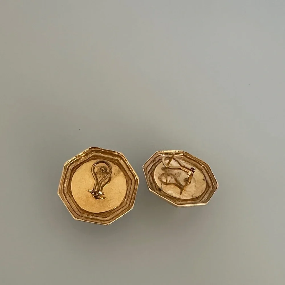 14k real solid Gold real Pearl Earrings